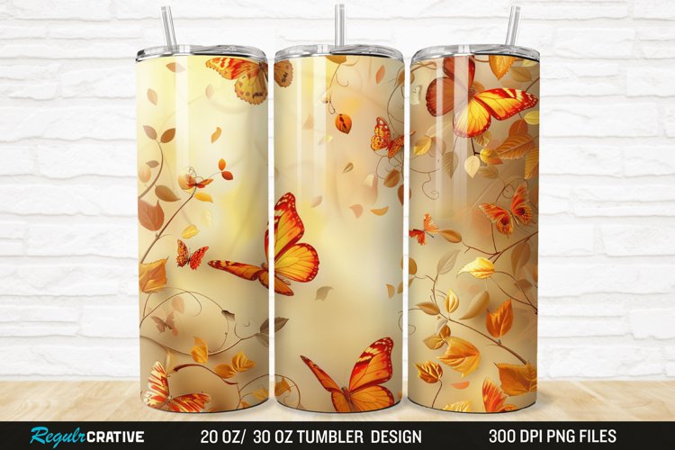3D Fall Butterflies 20/30oz Skinny Tumbler