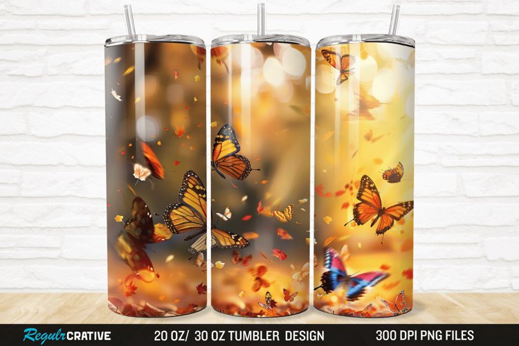 3D Fall Butterflies 20/30oz Skinny Tumbler