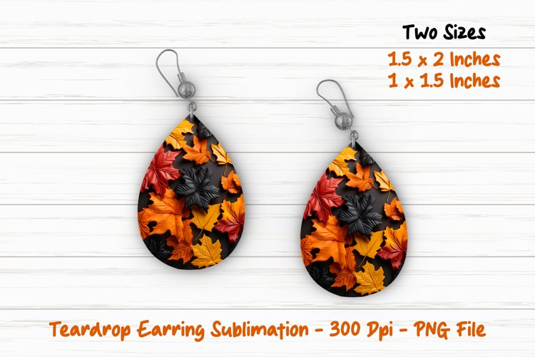 3D Fall Leaves Teardrop Earring Design | Teardrop Earring