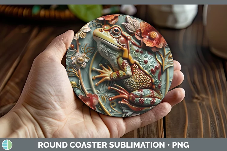 3D Farm Bullfrog Round Coaster Sublimation Coaster Designs