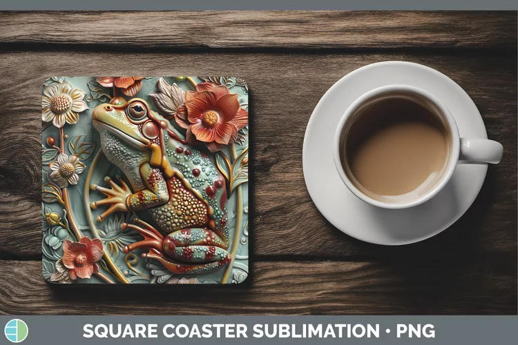 3D Farm Bullfrog Square Coaster Sublimation Coaster Designs