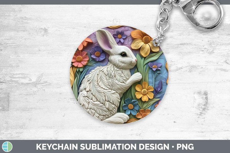 3D Farm Bunny Keychain Sublimation Keyring Designs
