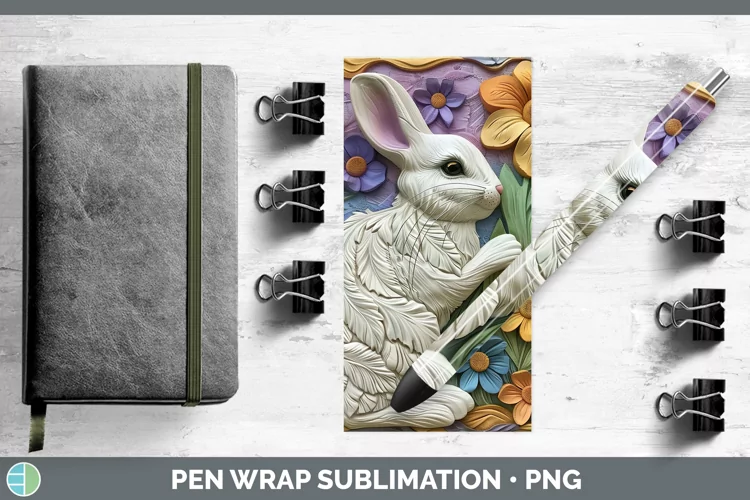 3D Farm Bunny Pen Wrap Sublimation Pen Designs