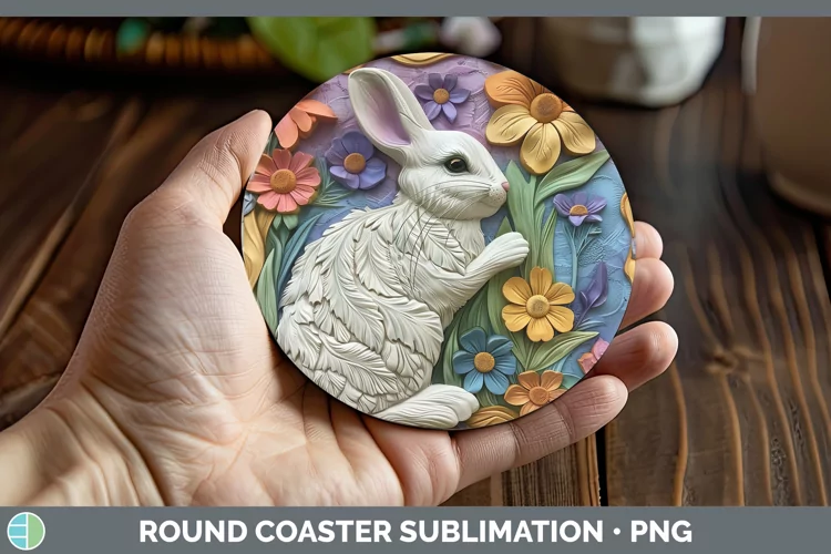 3D Farm Bunny Round Coaster Sublimation Coaster Designs
