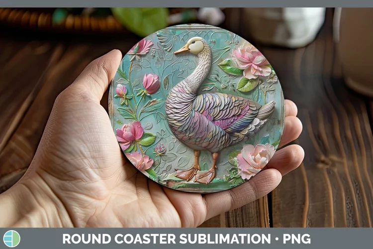 3D Farm Goose Round Coaster Sublimation Coaster Designs