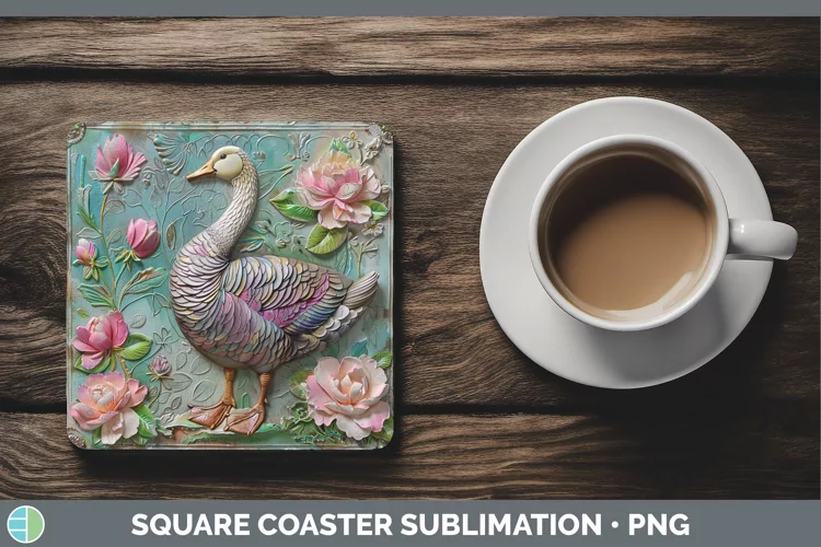 3D Farm Goose Square Coaster Sublimation Coaster Designs