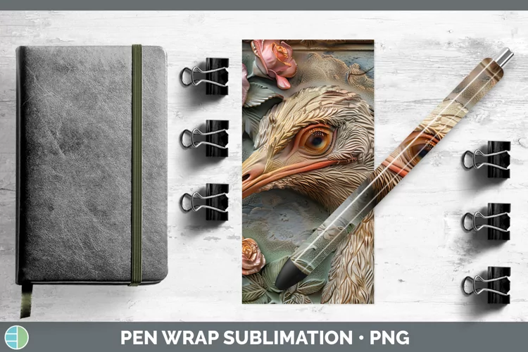 3D Farm Ostrich Pen Wrap Sublimation Pen Designs