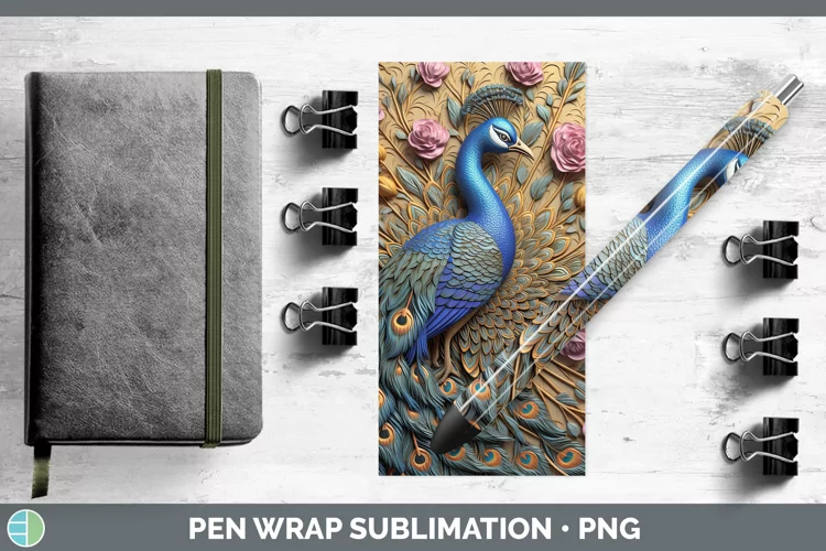 3D Farm Peacock Pen Wrap Sublimation Pen Designs