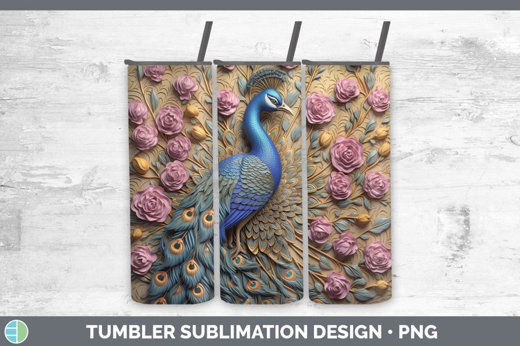 3D Farm Peacock Tumbler Sublimation 20 oz Skinny Tumbler Des