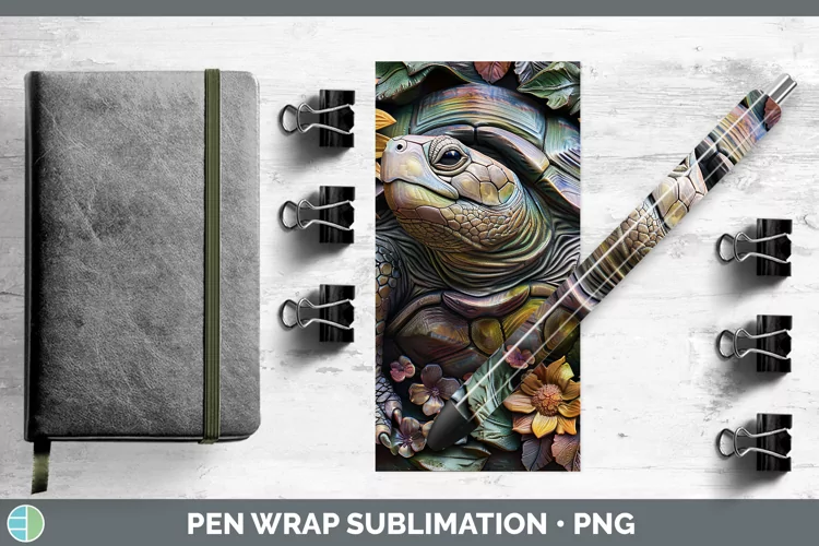 3D Farm Tortoise Pen Wrap Sublimation Pen Designs