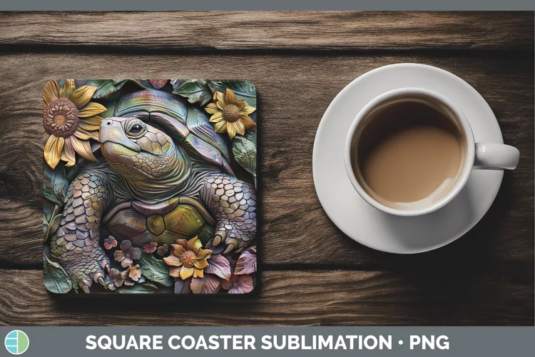 3D Farm Tortoise Square Coaster Sublimation Coaster Designs