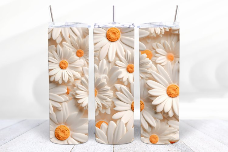3D Floral 20 oz Skinny Tumbler Sublimation Designs, 2 PNG