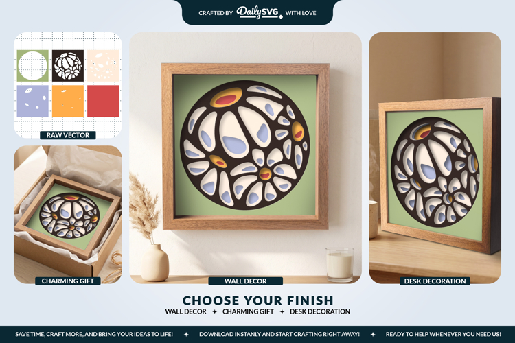 3D Floral Abstract Organic Layered Shadow Box