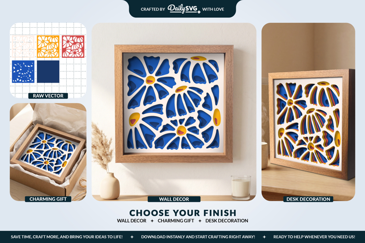 3D Floral Abstract Organic Layered Shadow Box