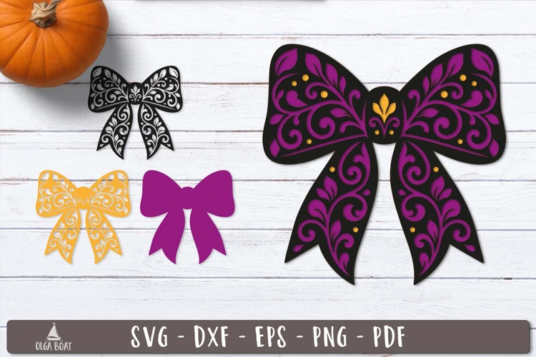 3d Floral Bow Halloween Layered SVG design