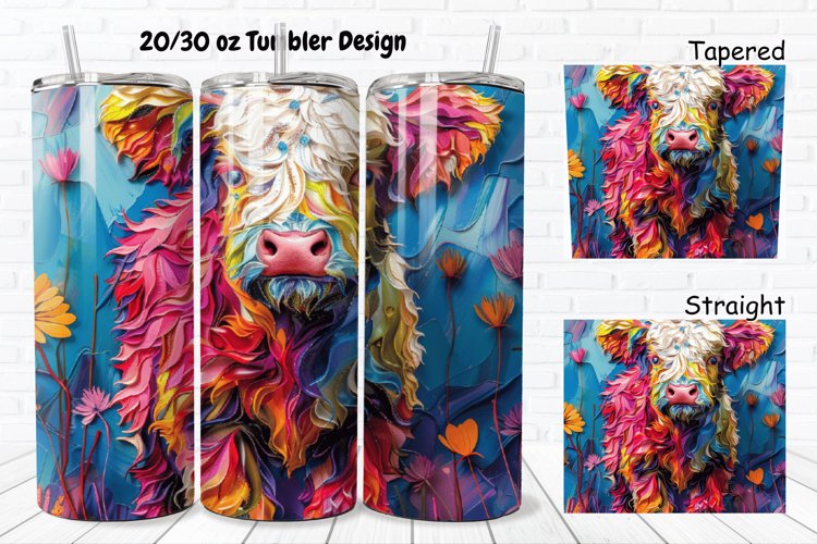 3D Floral Cow 20/30oz Skinny Tumbler