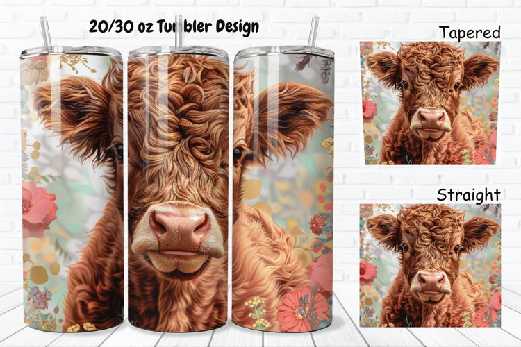3D Floral Cow 20/30oz Skinny Tumbler