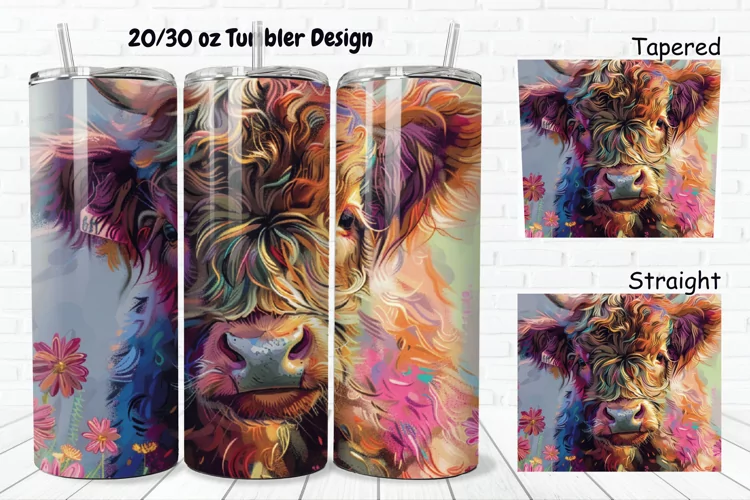 3D Floral Cow 20/30oz Skinny Tumbler