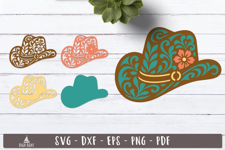 3d Floral Cowboy Hat SVG Layered design