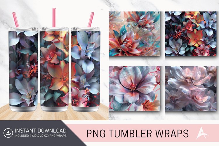 3D Floral Fantasy Tumbler wrap