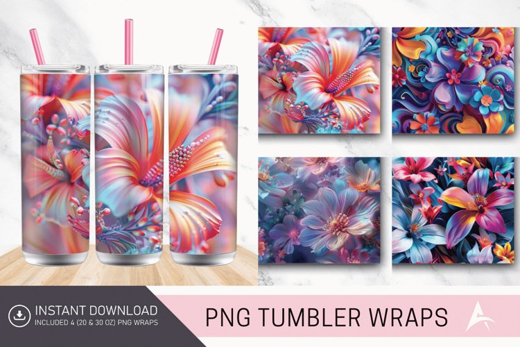 3D Floral Fantasy Tumbler wrap example image 1