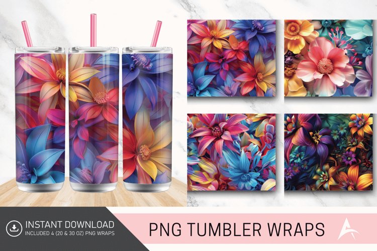 3D Floral Fantasy Tumbler wrap example image 1