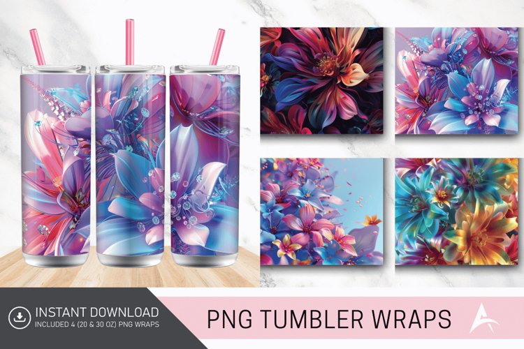 3D Floral Fantasy Tumbler wrap example image 1