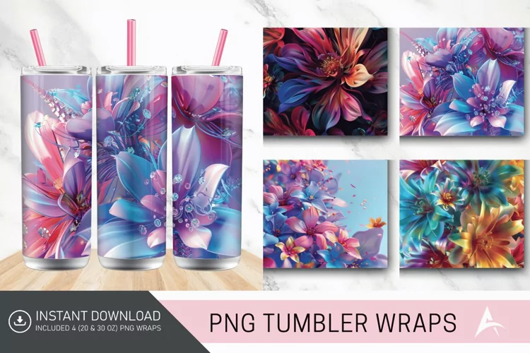 3D Floral Fantasy Tumbler wrap
