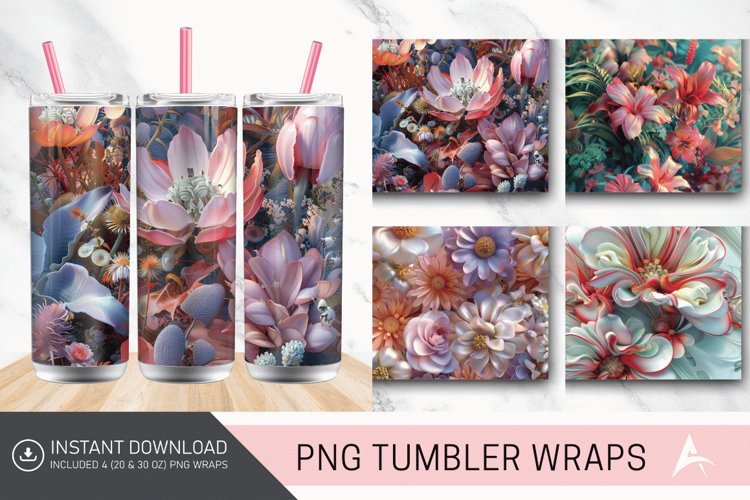 3D Floral Fantasy Tumbler wrap example image 1