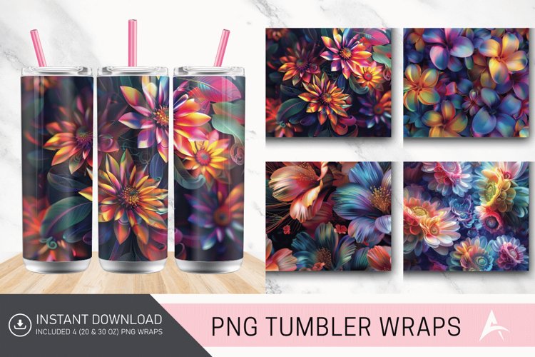 3D Floral Fantasy Tumbler wrap example image 1