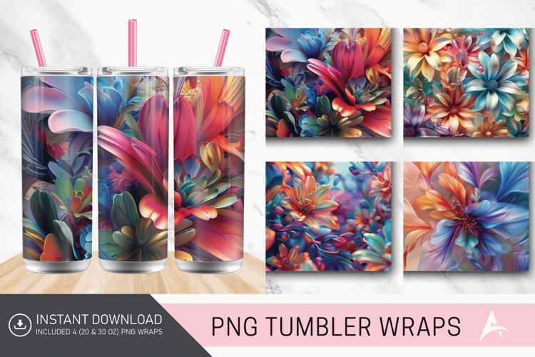 3D Floral Fantasy Tumbler wrap example image 1