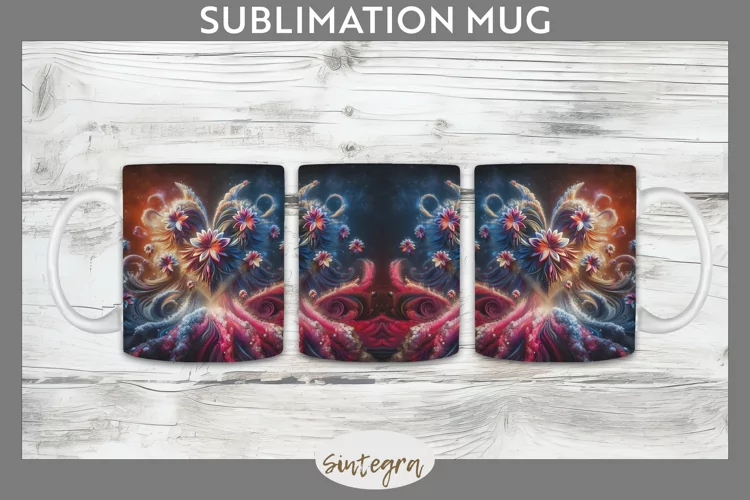 3D Floral Hearts v1 Mug Wrap Sublimation