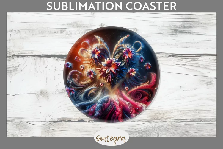 3D Floral Hearts v1 Round Coaster Sublimation