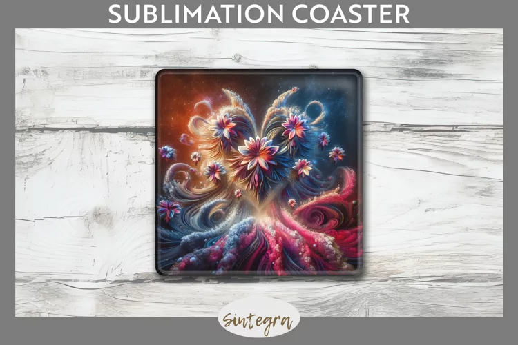 3D Floral Hearts v1 Square Coaster Sublimation