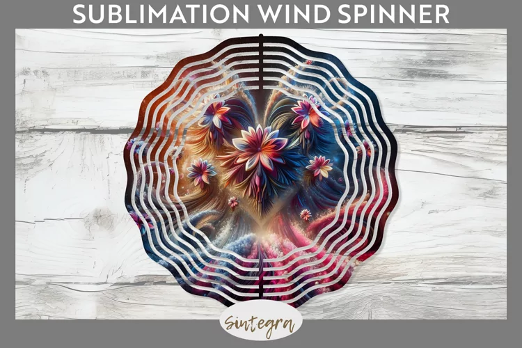 3D Floral Hearts v1 Wind Spinner Sublimation