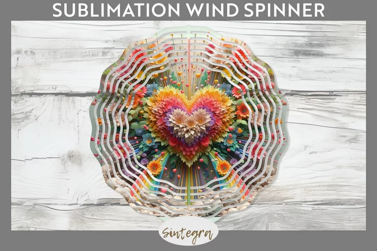 3D Floral Hearts v10 Wind Spinner Sublimation