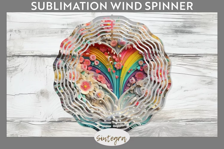 3D Floral Hearts v11 Wind Spinner Sublimation