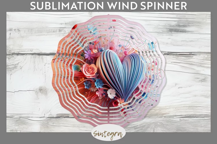 3D Floral Hearts v15 Wind Spinner Sublimation
