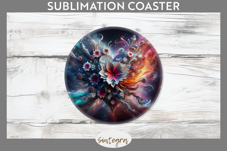 3D Floral Hearts v2 Round Coaster Sublimation example image 1