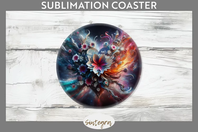 3D Floral Hearts v2 Round Coaster Sublimation