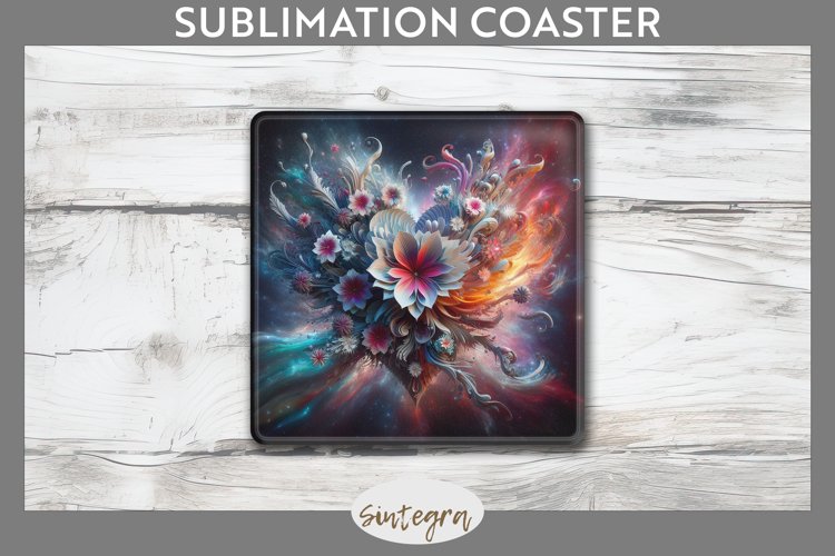 3D Floral Hearts v2 Square Coaster Sublimation example image 1