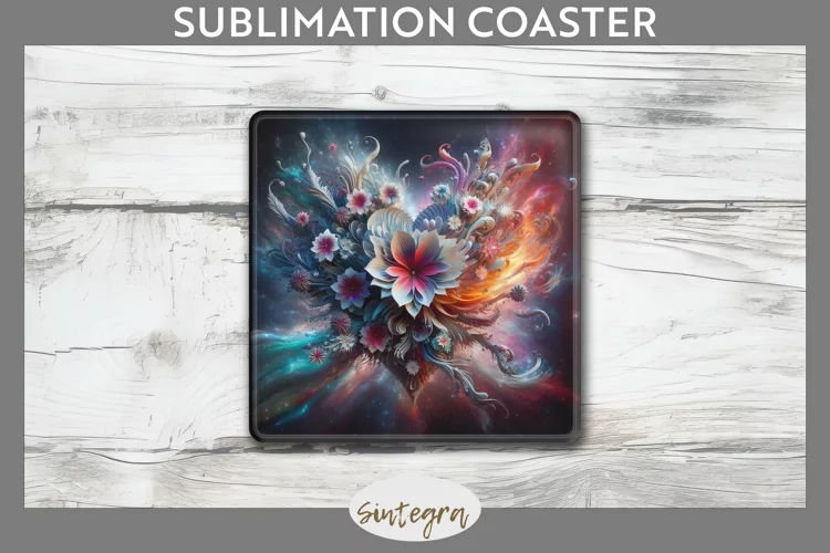 3D Floral Hearts v2 Square Coaster Sublimation