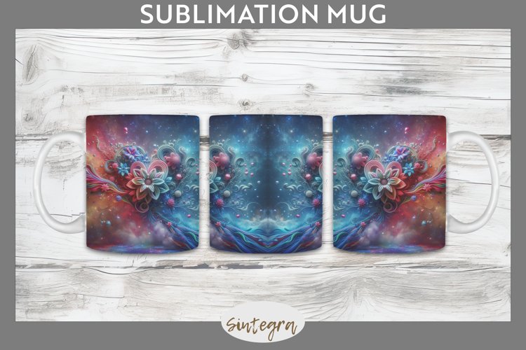 3D Floral Hearts v3 Mug Wrap Sublimation