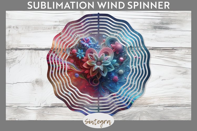 3D Floral Hearts v3 Wind Spinner Sublimation example image 1