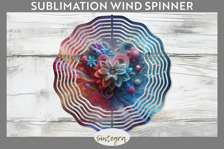 3D Floral Hearts v3 Wind Spinner Sublimation