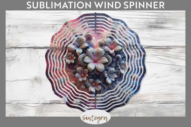 3D Floral Hearts v4 Wind Spinner Sublimation example image 1