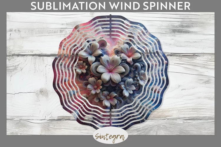 3D Floral Hearts v4 Wind Spinner Sublimation