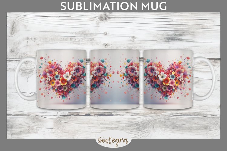 3D Floral Hearts v5 Mug Wrap Sublimation example image 1
