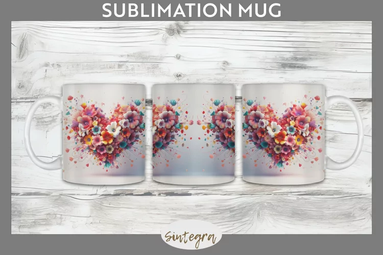 3D Floral Hearts v5 Mug Wrap Sublimation