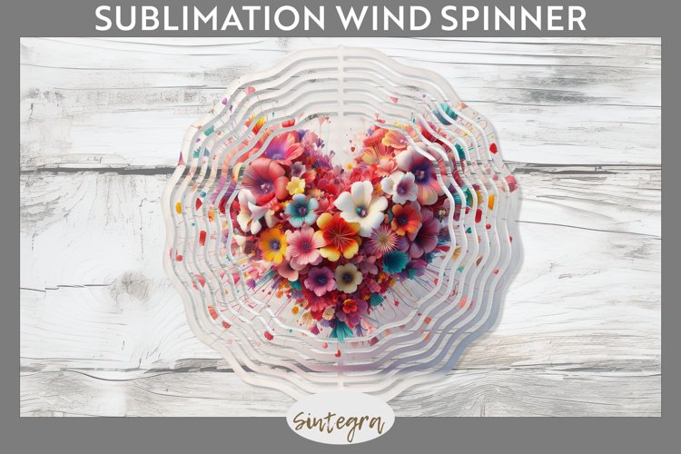 3D Floral Hearts v5 Wind Spinner Sublimation example image 1